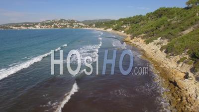 The Bay At Bandol On The Mediterranean Sea With Surfers – Aerial Video Drone Footage 