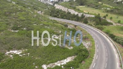 Flying Over The Winding Route De Niolon Road, Provence, France - Video Drone Footage