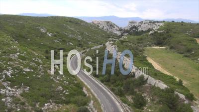 Car On The Route De Niolon Road, Provence, France - Video Drone Footage