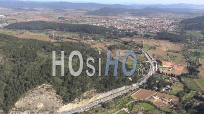 Route D43 Road Towards Cuers, Var, France, Aerial View By Microlight Aircraft 